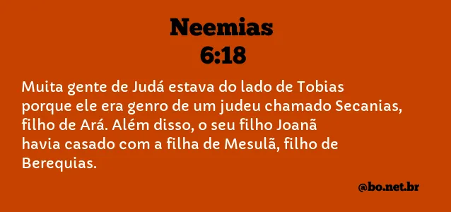 Neemias 6:18 NTLH