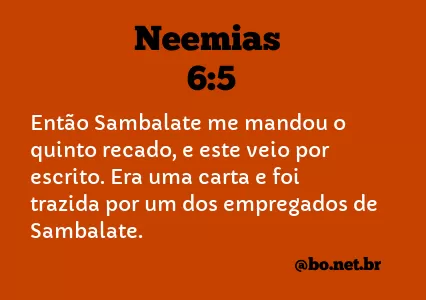 Neemias 6:5 NTLH