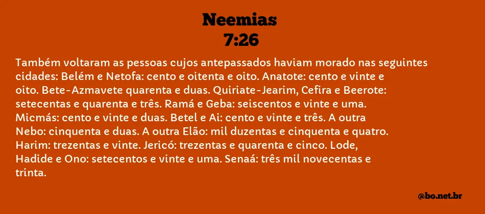 Neemias 7:26 NTLH