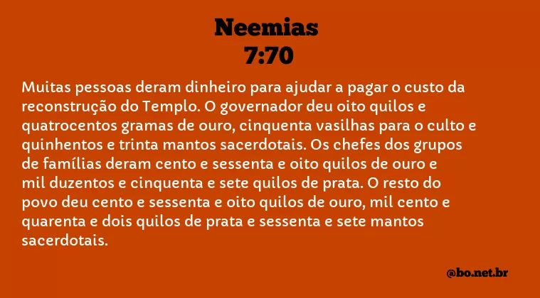 Neemias 7:70 NTLH