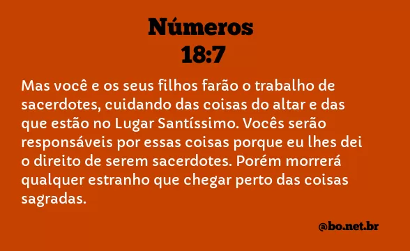 Números 18:7 NTLH