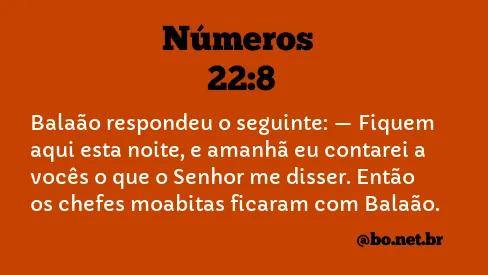 Números 22:8 NTLH