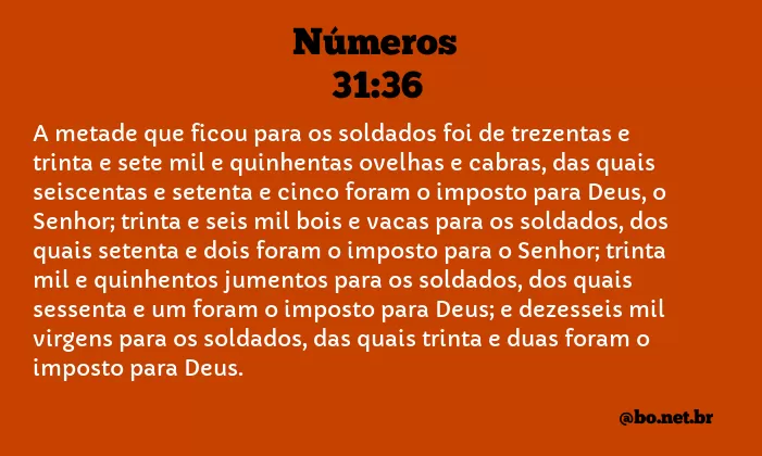 Números 31:36 NTLH