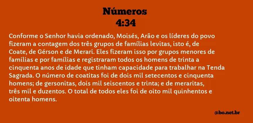 Números 4:34 NTLH