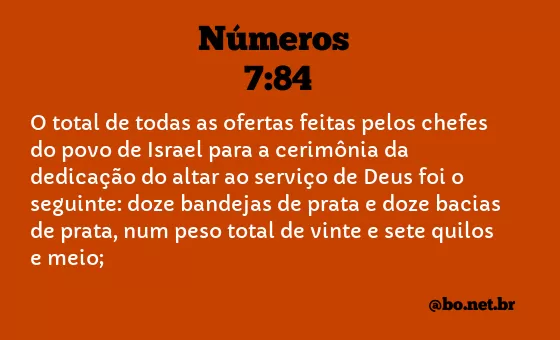 Números 7:84 NTLH