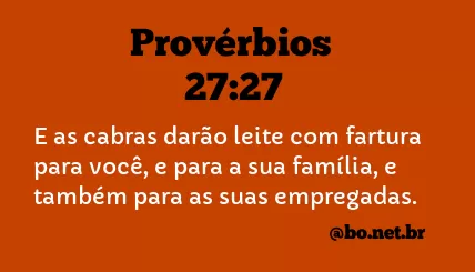 Provérbios 27:27 NTLH