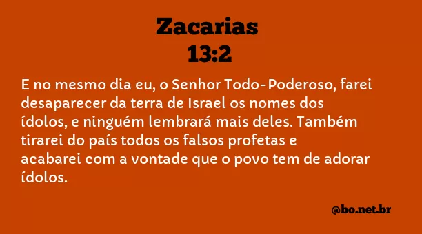 Zacarias 13:2 NTLH