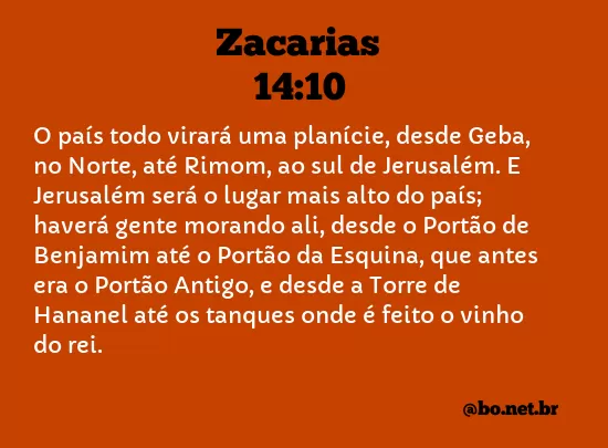 Zacarias 14:10 NTLH