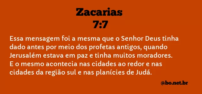 Zacarias 7:7 NTLH